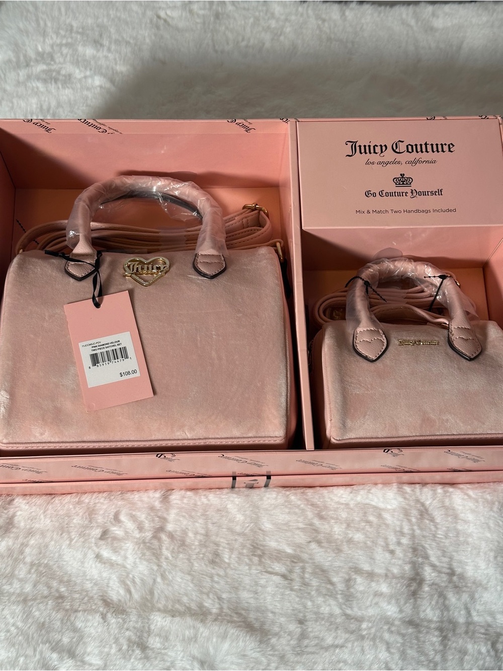 Juicy Couture Pink Velvet Mini Satchel Set